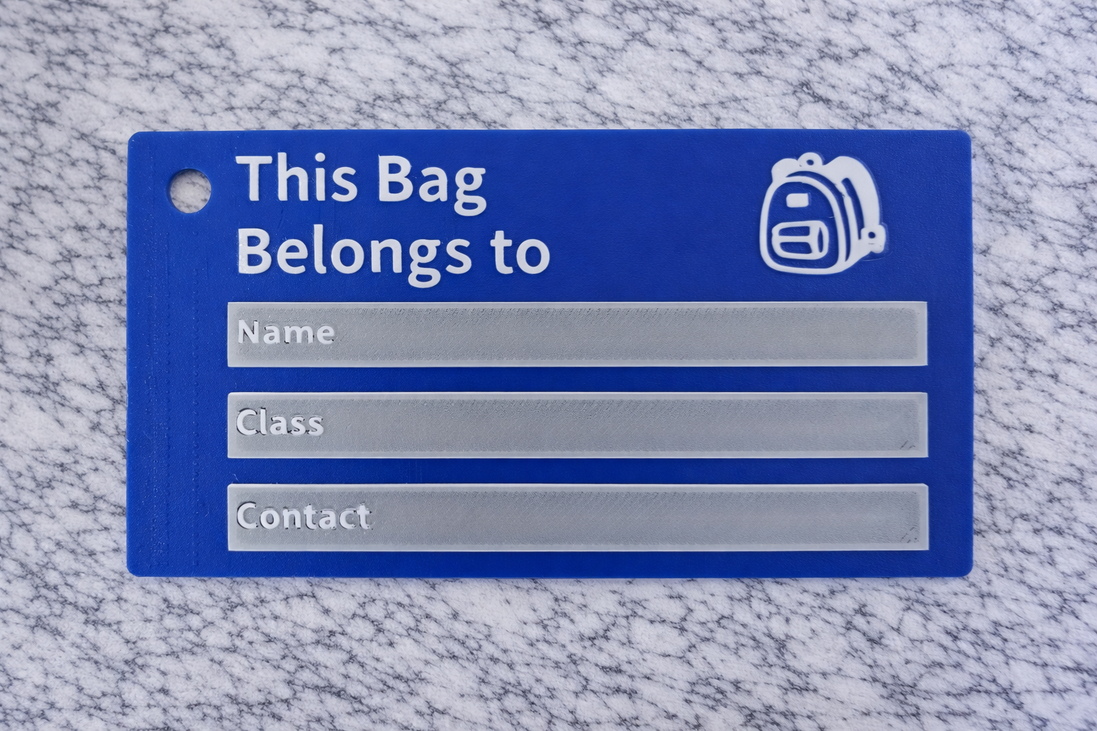 Bag tag for school