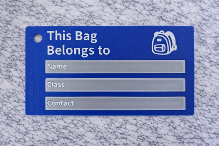 Bag tag for school