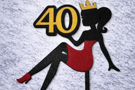 Woman with Crown 40 birthday Cake topper