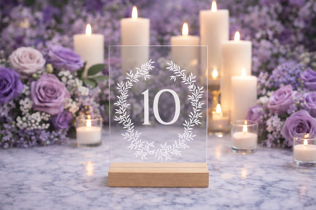 Personalised clear acrylic arch stand