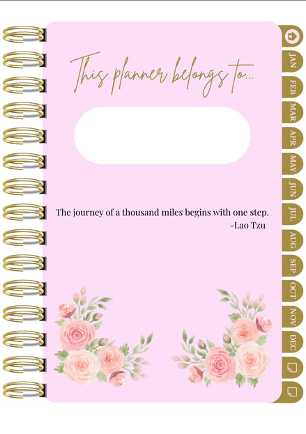 Digital 2026 monthly planner in pink