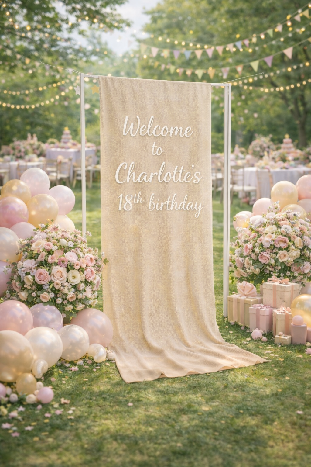 Personalised Fabric Backdrop with Decal