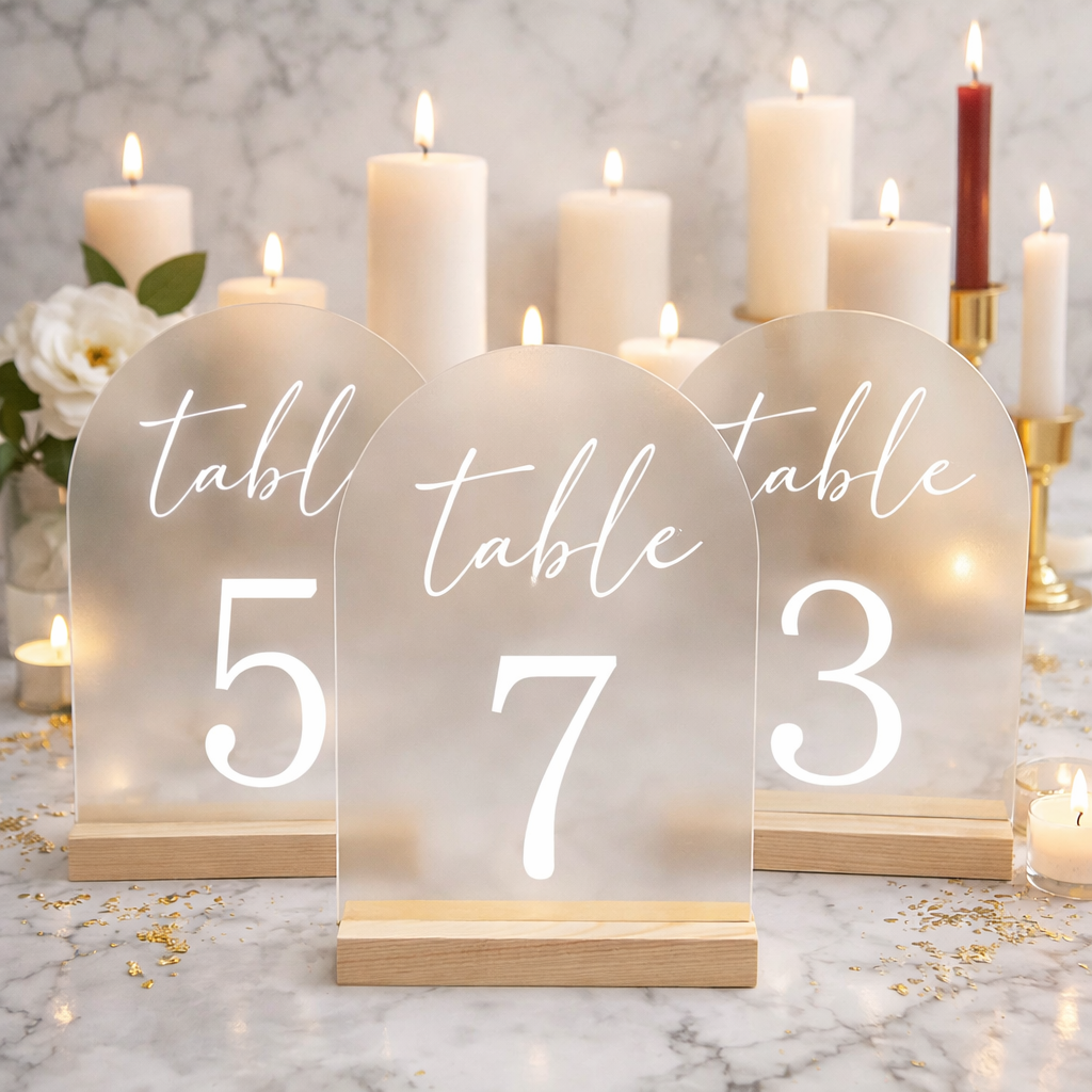 Personalised clear acrylic arch stand