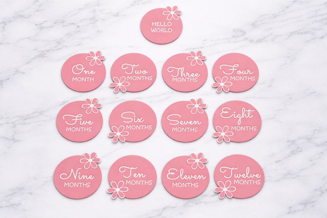 Baby Girl Month Milestone - flowers