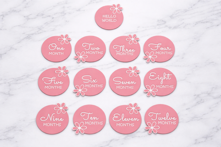 Baby Girl Month Milestone - flowers