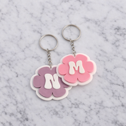 Flower initial keychain