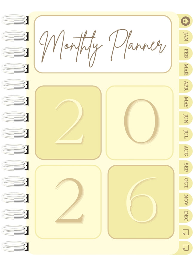 Digital 2026 monthly planner in yellow