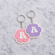 Flower initial keychain