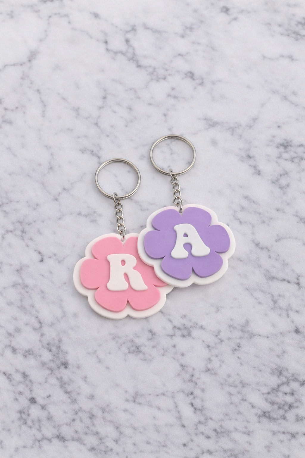 Flower initial keychain