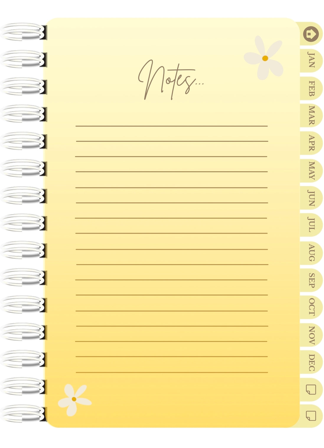 Digital 2026 monthly planner in yellow