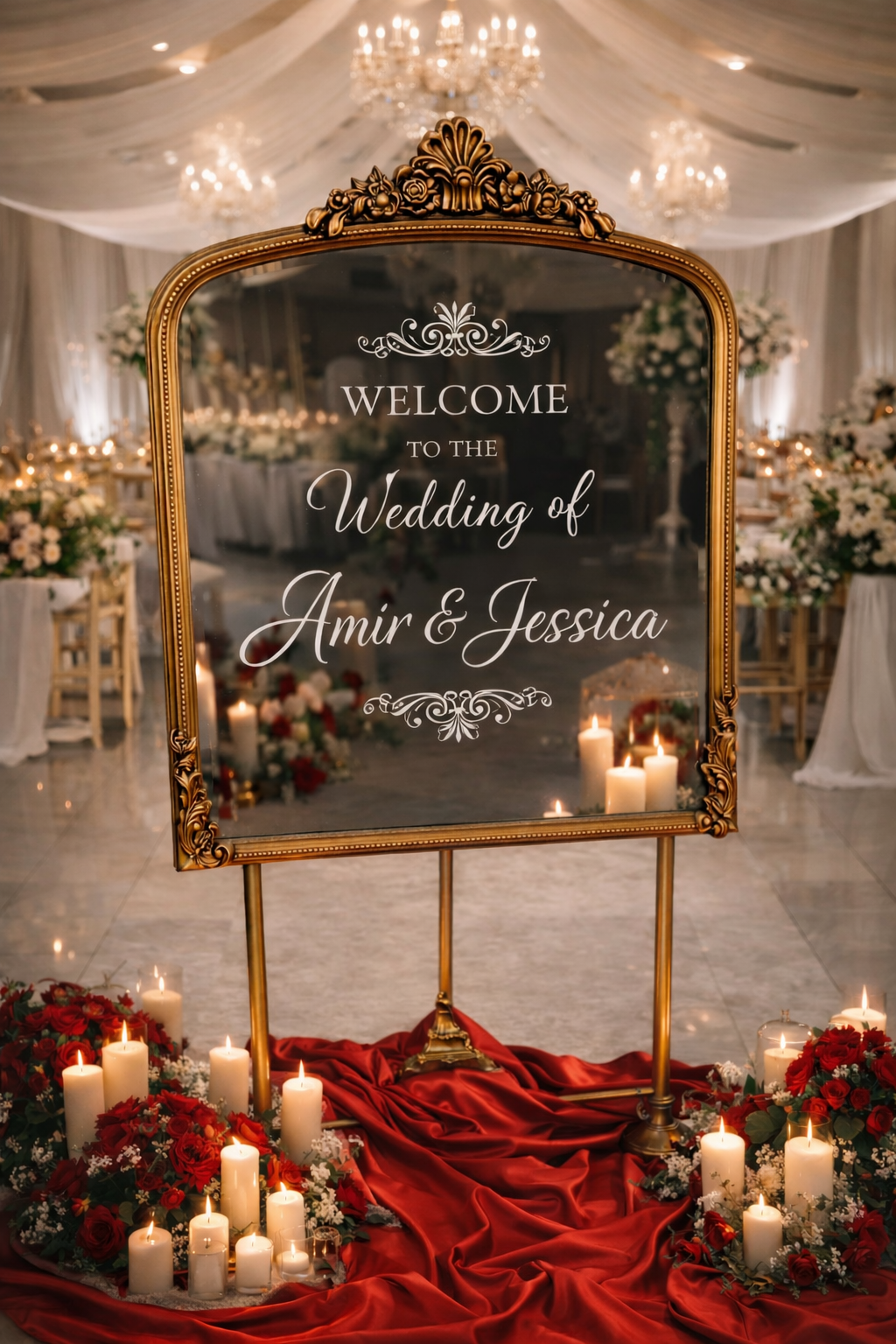 Mirror Personalised Welcome Signage for hire