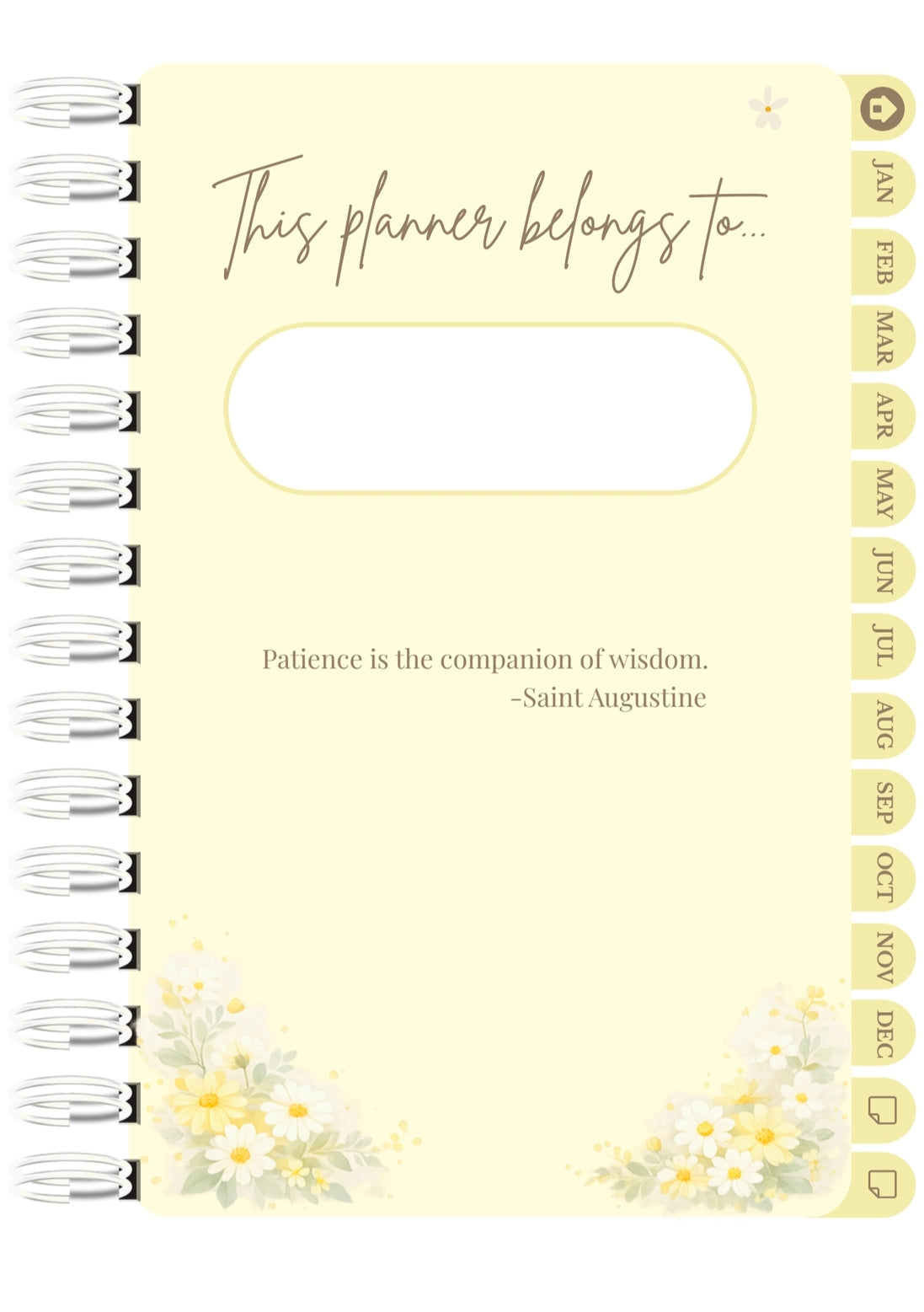 Digital 2026 monthly planner in yellow